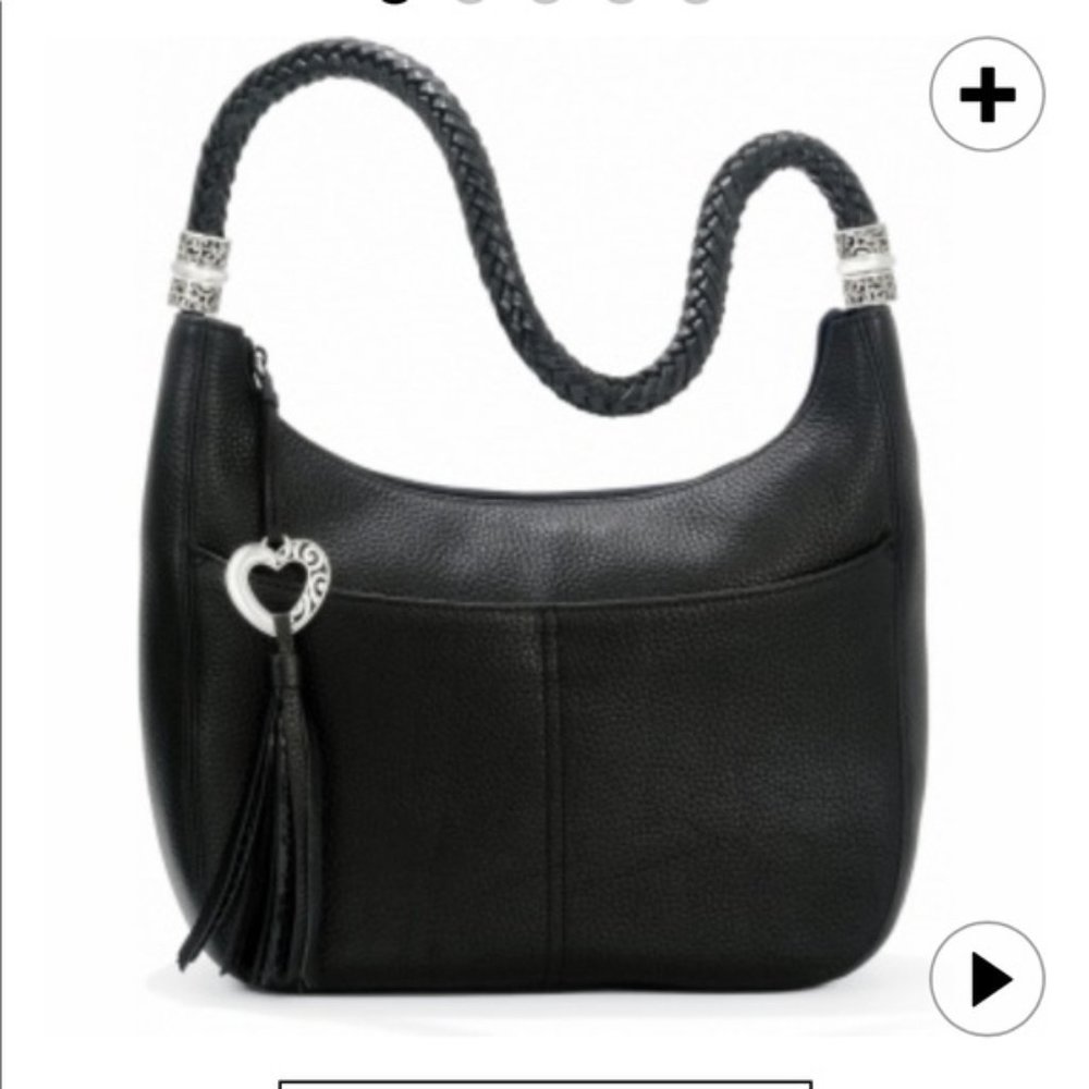 Brighton Black and Gold Crossbody Bag with Heart Charm